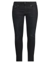 R13 Woman Jeans Black Size 24 Cotton, Polyethylene, Elastane, Bovine Leather In Black