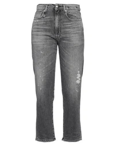R13 Woman Jeans Black Size 28 Cotton, Elastomultiester, Calfskin In Gray