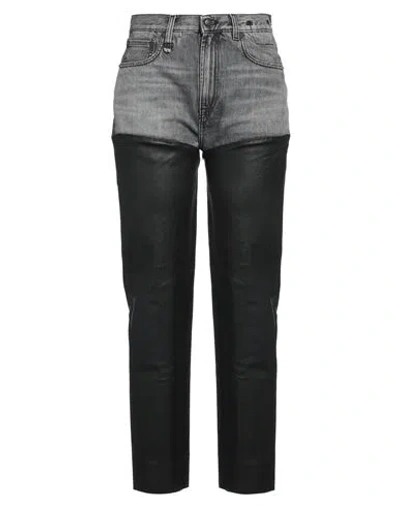 R13 Woman Jeans Black Size 28 Cotton, Lambskin