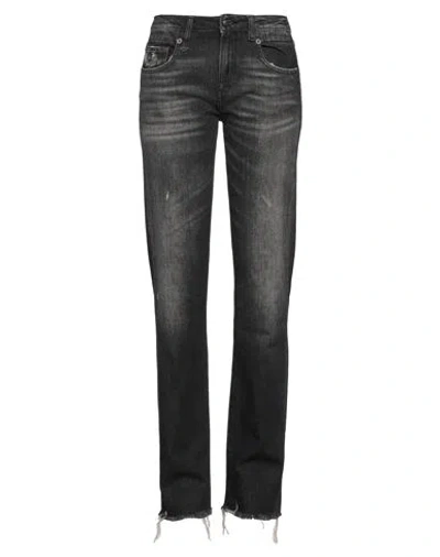 R13 Woman Jeans Black Size 28 Cotton, Elastomultiester, Cow Leather