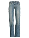 R13 Woman Jeans Blue Size 26 Cotton, Elastane, Leather In Blue