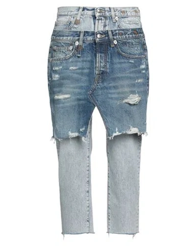 R13 Woman Jeans Blue Size 27 Cotton, Cow Leather