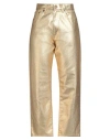 R13 Woman Jeans Gold Size 27 Cotton, Recycled Cotton, Cow Leather In Gold