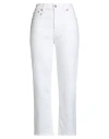 R13 Woman Jeans Ivory Size 30 Cotton, Elastane, Leather In White