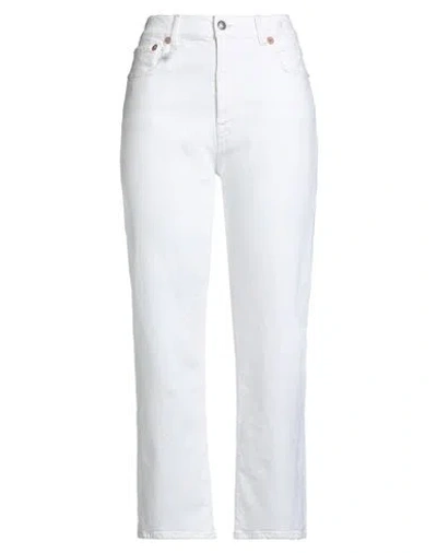 R13 Woman Jeans Ivory Size 30 Cotton, Elastane, Leather In White