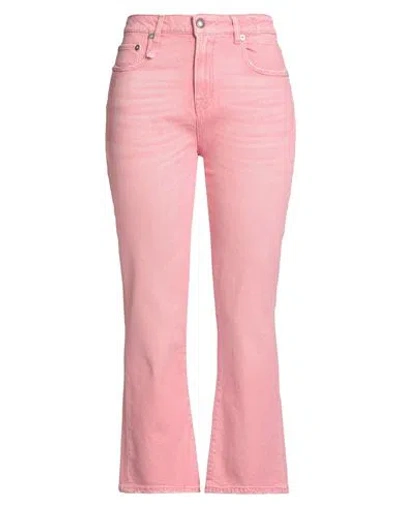 R13 WOMAN JEANS PINK SIZE 29 COTTON, ELASTANE, LEATHER