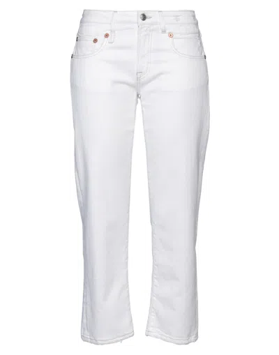 R13 Woman Jeans White Size 29 Cotton, Elastane