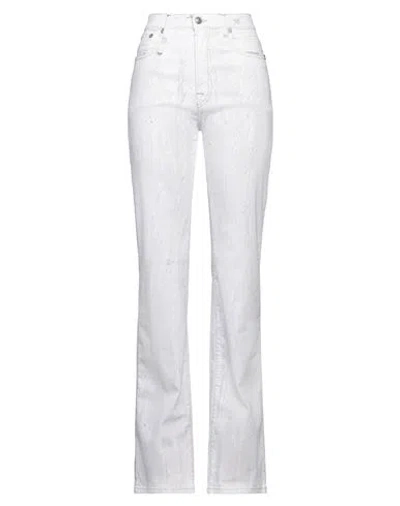 R13 Woman Jeans White Size 29 Cotton, Elastane, Cow Leather