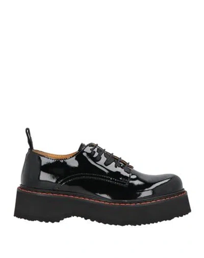 R13 Woman Lace-up Shoes Black Size 8 Leather