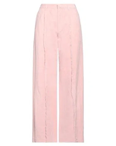 R13 Woman Pants Pink Size 26 Cotton, Linen