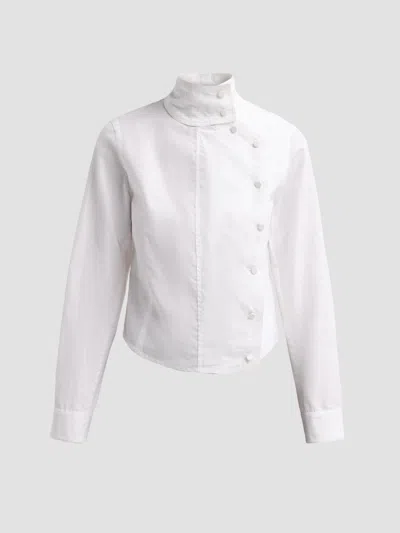 R13 Women's Asymmetrical Front Cotton Shirt In White
