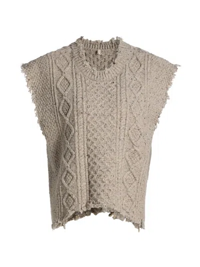 R13 Boyfriend Crewneck Cable Knit Sweater Vest In Multi