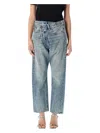 R13 Button Fly Crossover Jeans With Five Pockets In Lena Blue