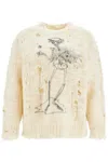 R13 Destroyed Pullover With Skeleton Print. In White
