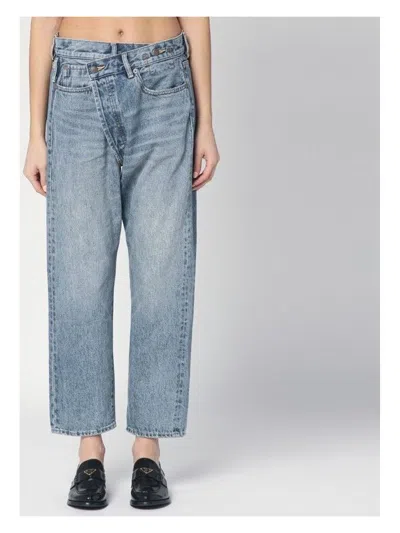R13 Women's Faded Crossover Jeans