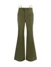 R13 Green Cotton Flared Pants In Green