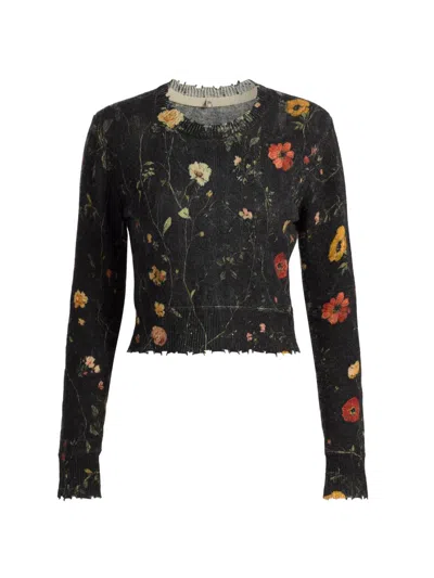 R13 Women's Floral Cashmere Top In Black