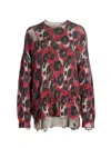 R13 Distressed Leopard-print Cotton Sweater In Red