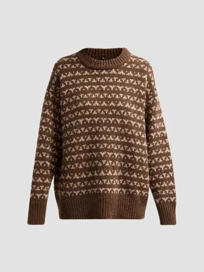 R13 Oversized Crewneck Sweater In Brown
