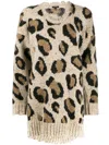 R13 Leopard Cashmere Crewneck Sweater In Beige