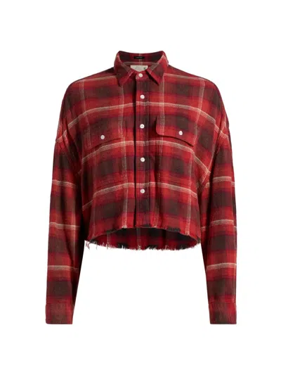 R13 Women's Plaid Cotton Crop Shirt In Red