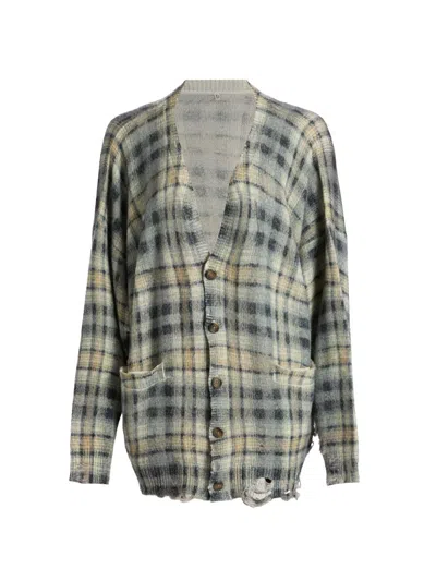 R13 Women's Plaid Wool-cashmere Oversized Cardigan In Animal Print