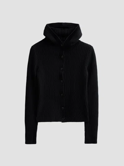 R13 Women's Ribbed Hooded Skinny Cardigan In Black