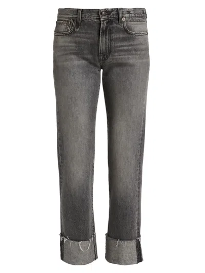 R13 Women's Romeo Cuffed Hem Cotton Straight-leg Jeans In Gray