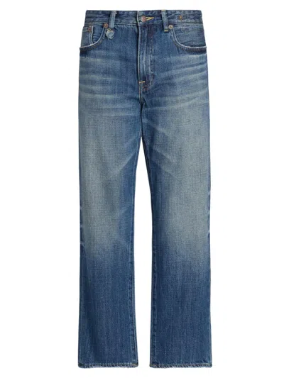 R13 Women's Romeo Whiskered Cropped Jeans In Blue