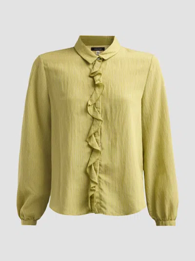 R13 Women's Ruffle Pinstripe Blouse In Green