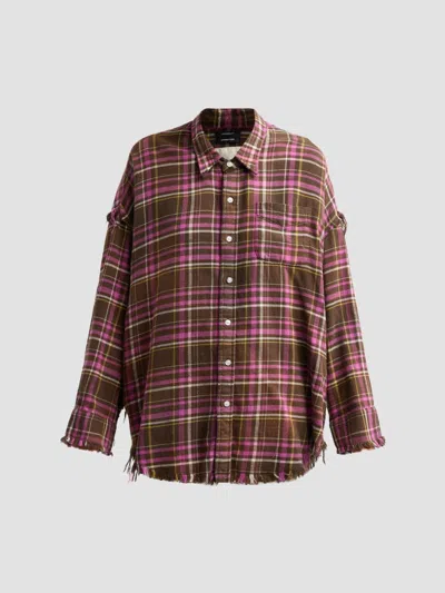 R13 Shredded-seam Drop-neck Shirt In Multi