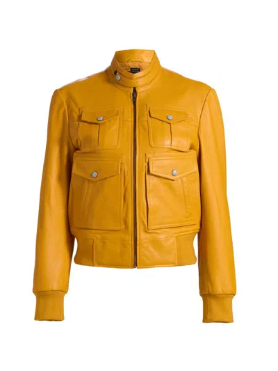 R13 Women's Shrunken Leather Jacket In Yellow