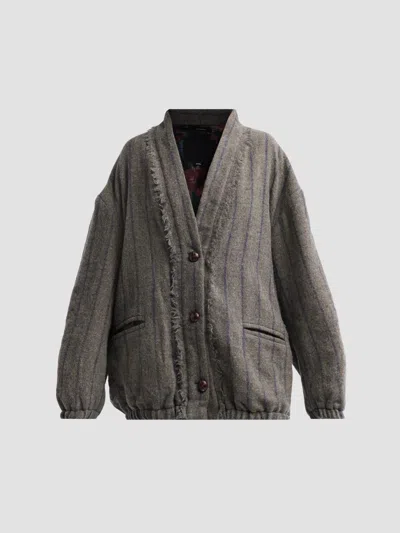R13 Women's Striped Virgin Wool Cardigan In Gray