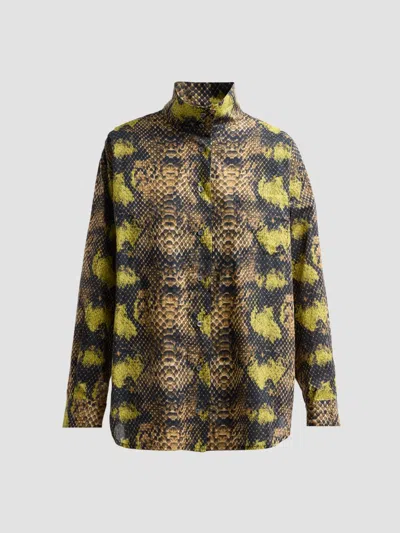 R13 Women's Tall Collar Boyfriend Button-up Overshirt In Multi