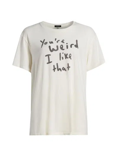 R13 Women's You're Weird Cotton-cashmere Boyfriend T-shirt In White