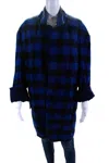 R13 Womens Cotton Check Print Buttoned Long Sleeve Collared Jacket Blue In Blue