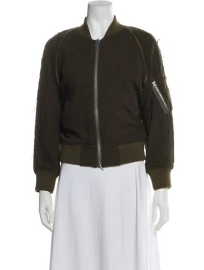 Pre-owned R13 Wool Bomber Jacket In Green
