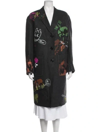 Pre-owned R13 Wool Graphic Print Coat W/ Tags In Grey