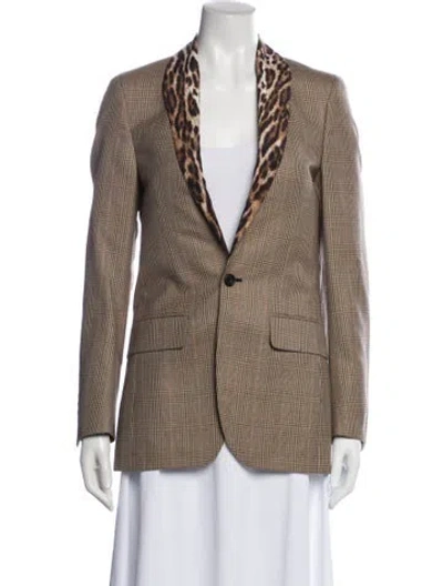 Pre-owned R13 Wool Plaid Print Blazer In Brown