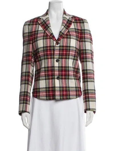 Pre-owned R13 Wool Plaid Print Blazer In Red