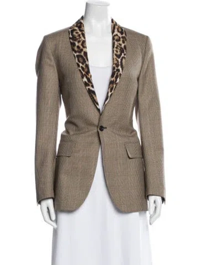 Pre-owned R13 Wool Plaid Print Blazer W/ Tags In Brown