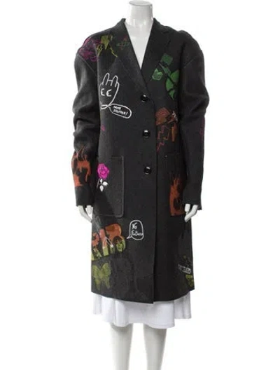 Pre-owned R13 Wool Printed Trench Coat In Gray