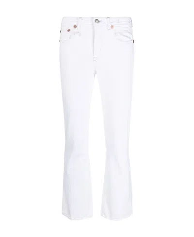 R13 Worn Flared Jeans In White