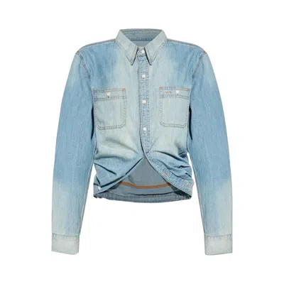 Pre-owned R13 Wrap Around Denim Work Shirt 'river Blue' | Women's Size S