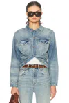 R13 Wrap Around Trucker Jacket In Blue