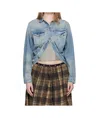 R13 Blue Wrap Around Denim Trucker Jacket In Blue