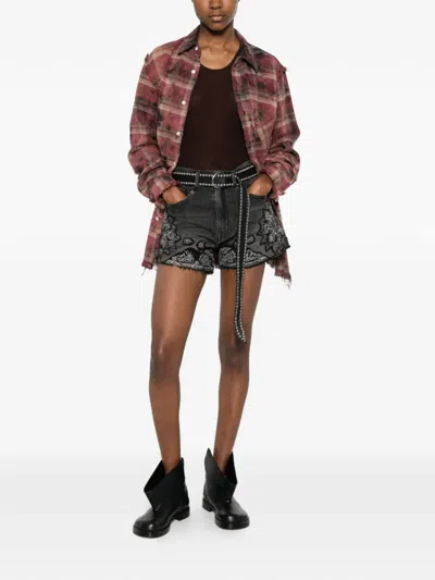 R13 X-bf Bandana-print Frayed Shorts In Brown