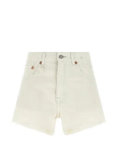 R13 X-bf Destroyed Frayed Shorts In White