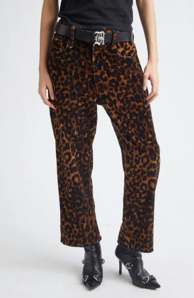 R13 X-boyfriend Leopard Print Cotton Velveteen Pants In Animal Print