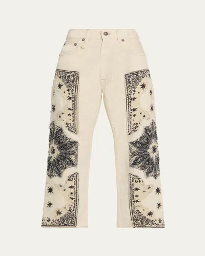R13 X-boyfriend Patchwork Jeans In Neutral